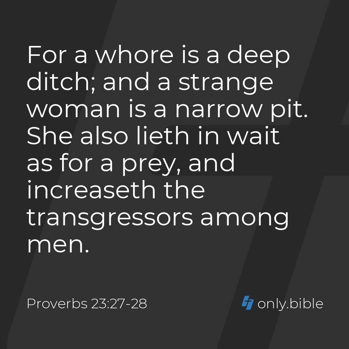 Proverbs 23:27-28 / King James Version (with Apocrypha) | Bible Online