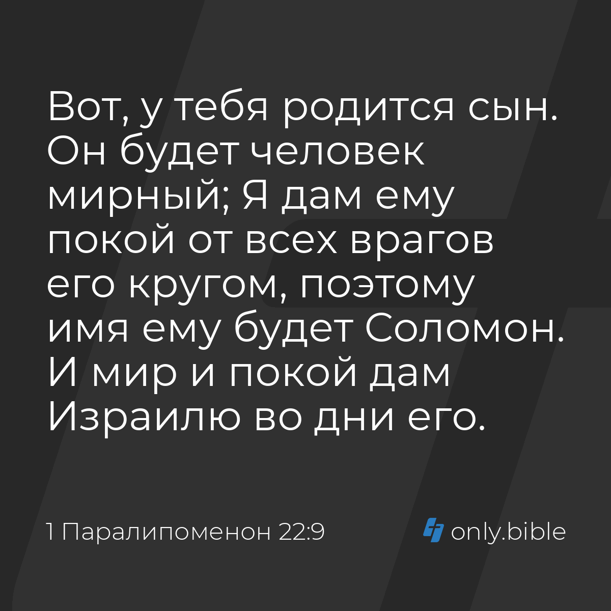 1 Паралипоменон 22:9 / Русский синодальный перевод (Юбилейное издание) |  Библия Онлайн