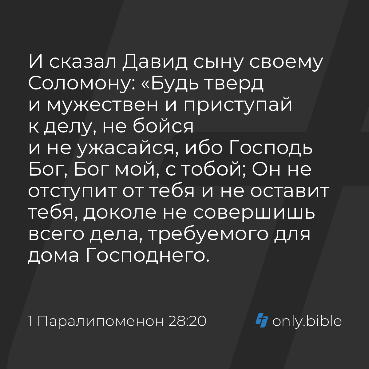 1 Паралипоменон 28:20 / Русский синодальный перевод (Юбилейное издание) |  Библия Онлайн