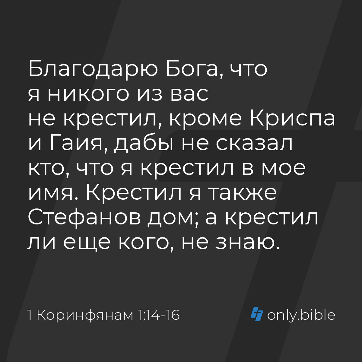 1 Коринфянам 1:14-16 / Русский синодальный перевод (Юбилейное издание) |  Библия Онлайн