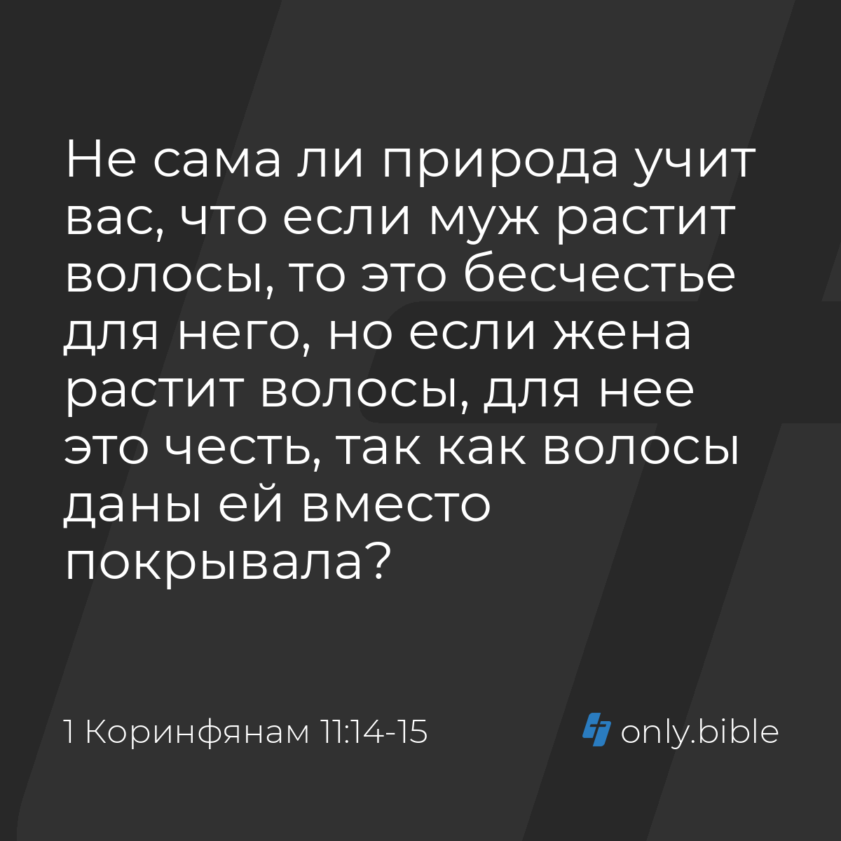 1 Коринфянам 11:14-15 / Русский синодальный перевод (Юбилейное издание) |  Библия Онлайн