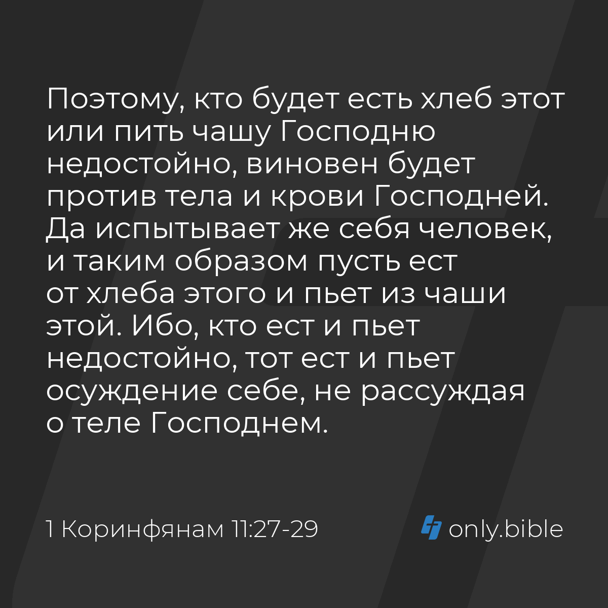 1 Коринфянам 11:27-29 / Русский синодальный перевод (Юбилейное издание) |  Библия Онлайн