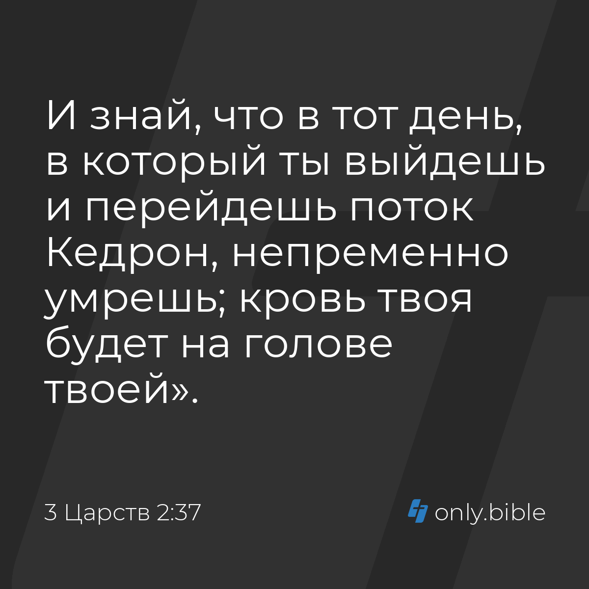 3 Царств 2:37 / Русский синодальный перевод (Юбилейное издание) | Библия  Онлайн