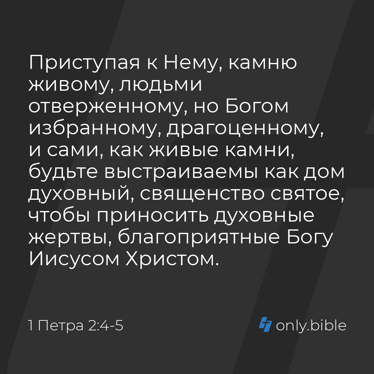 1 Петра 2:4-5 / Русский синодальный перевод (Юбилейное издание) | Библия  Онлайн