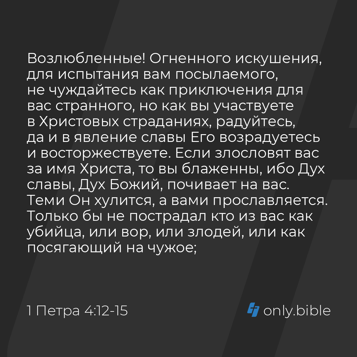 1 Петра 4:12-19 / Русский синодальный перевод (Юбилейное издание) | Библия  Онлайн