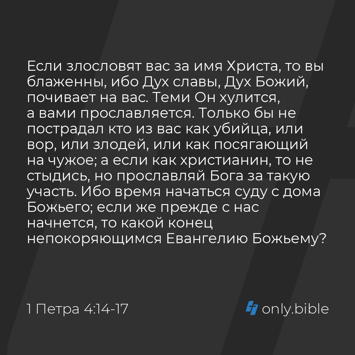 1 Петра 4:14-17 / Русский синодальный перевод (Юбилейное издание) | Библия  Онлайн