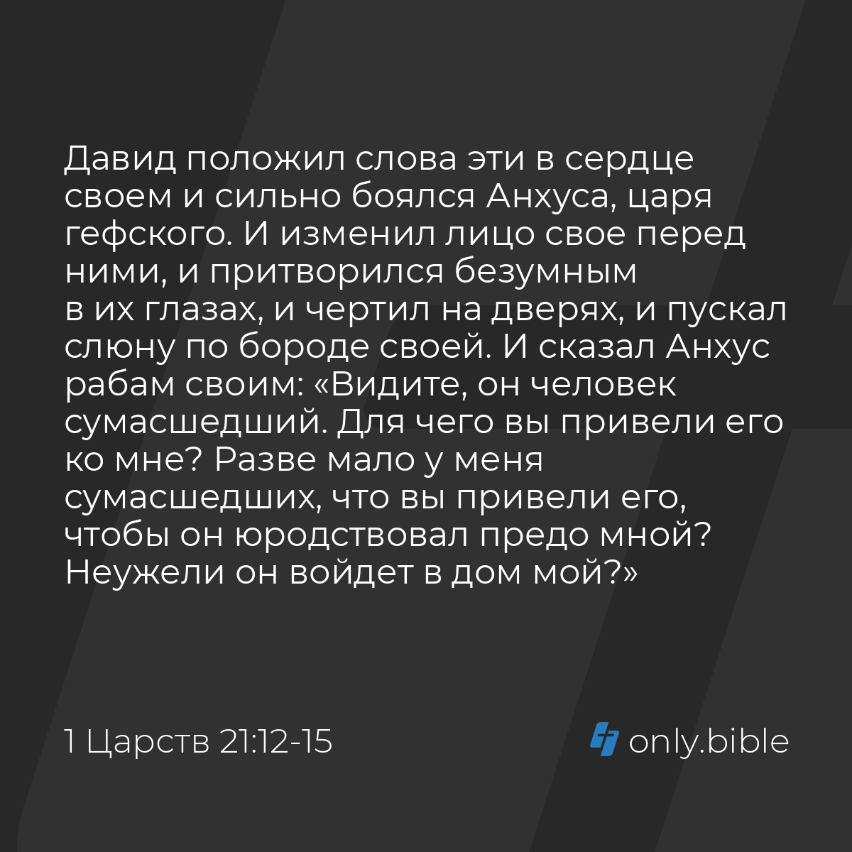 1 Царств 21:12-15 / Русский синодальный перевод (Юбилейное издание) |  Библия Онлайн