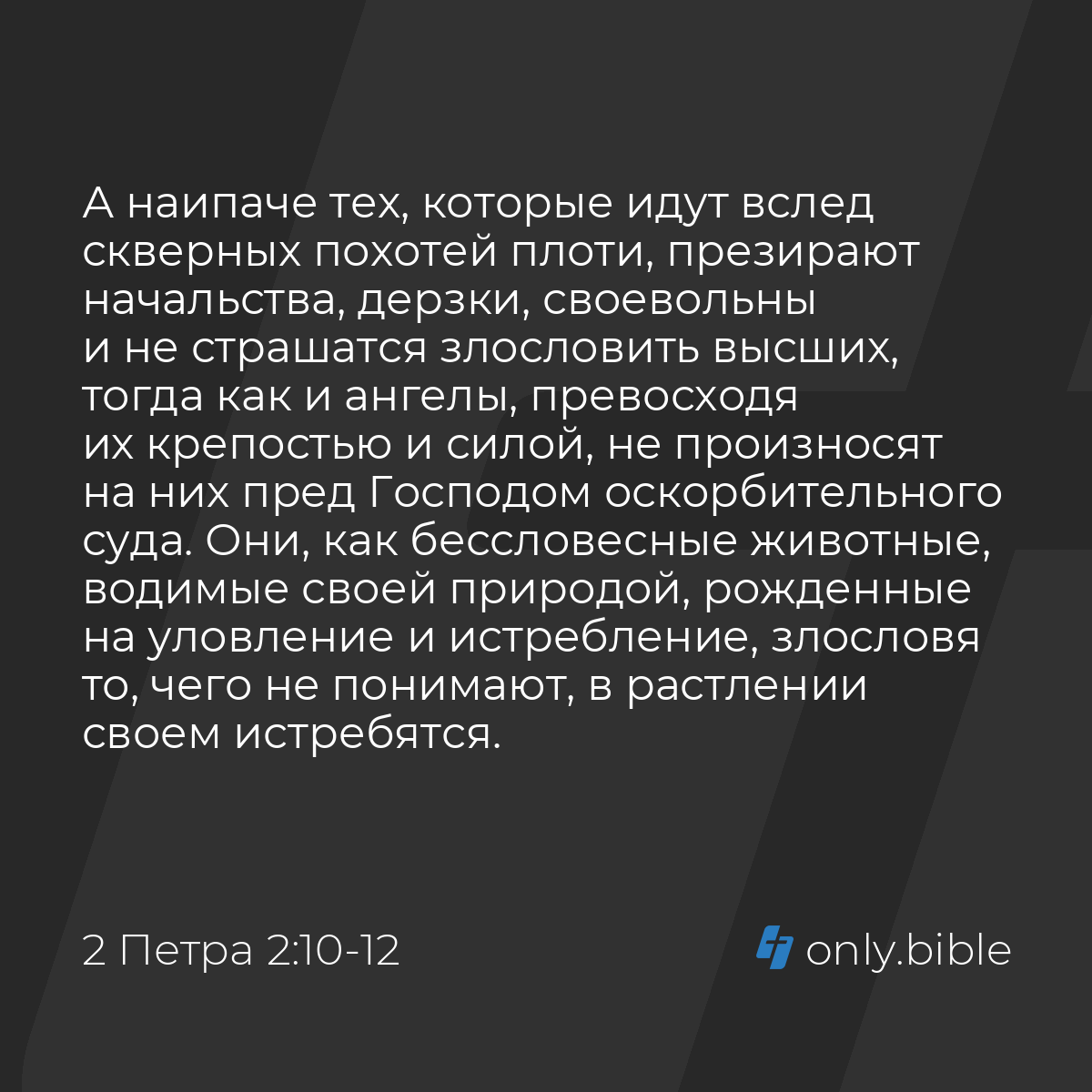 2 Петра 2:10-12 / Русский синодальный перевод (Юбилейное издание) | Библия  Онлайн