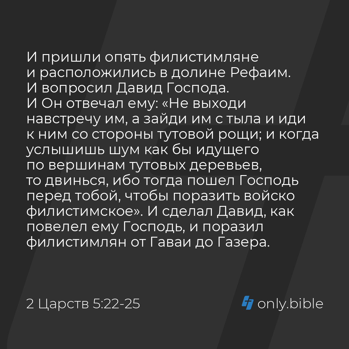 2 Царств 5:22-25 / Русский синодальный перевод (Юбилейное издание) | Библия  Онлайн