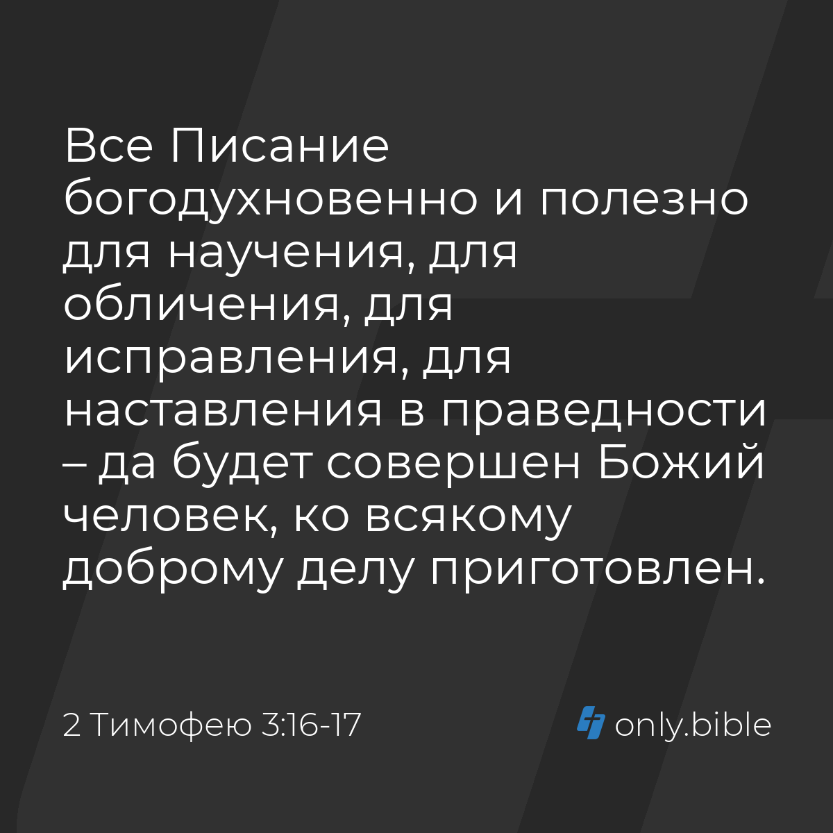 2 Тимофею 3:16-17 / Русский синодальный перевод (Юбилейное издание) |  Библия Онлайн