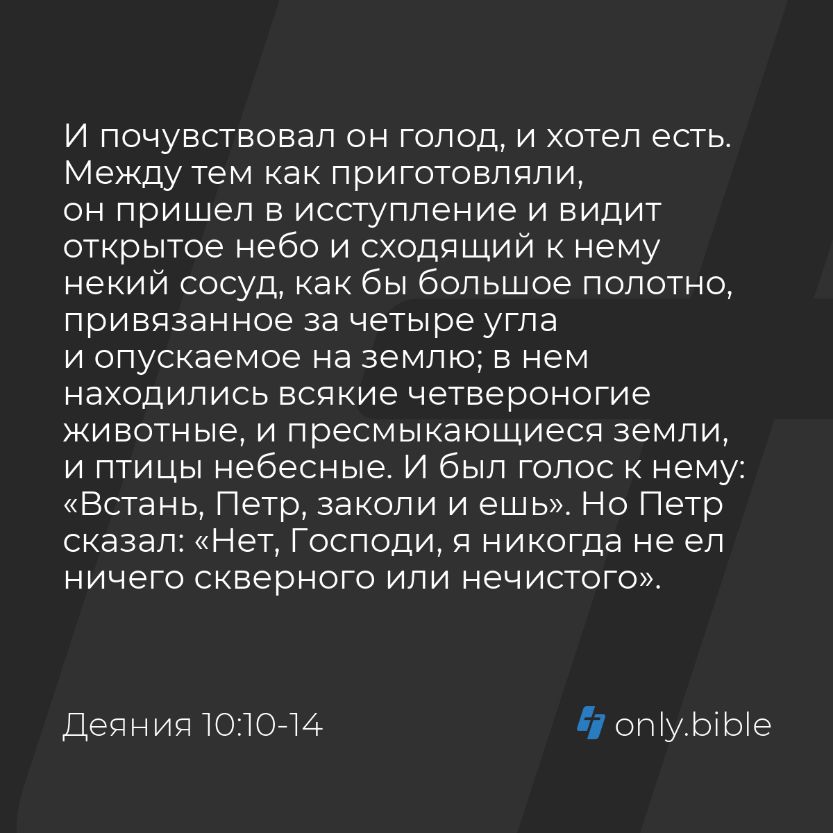 Деяния 10:10-16 / Русский синодальный перевод (Юбилейное издание) | Библия  Онлайн