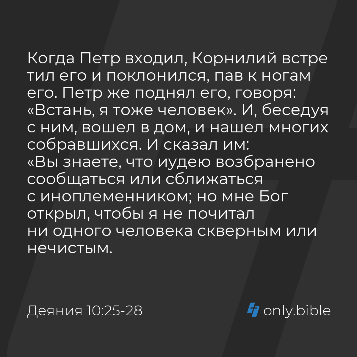 Деяния 10:25-28 / Русский синодальный перевод (Юбилейное издание) | Библия  Онлайн