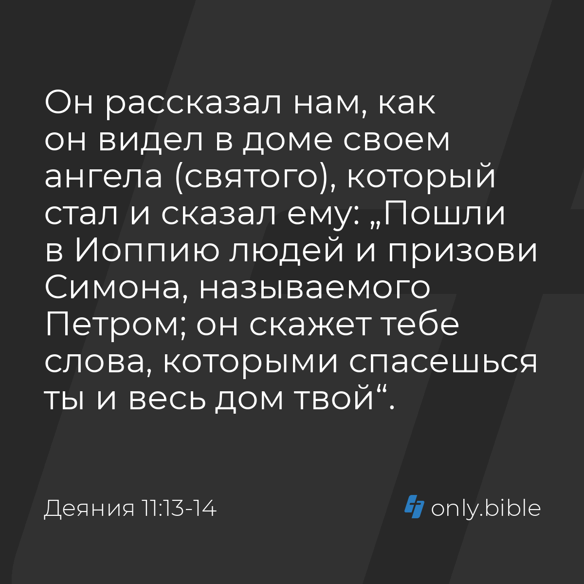 Деяния 11:13-14 / Русский синодальный перевод (Юбилейное издание) | Библия  Онлайн