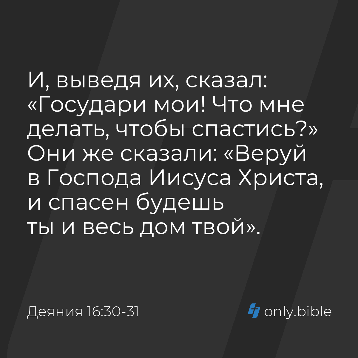 Деяния 16:30-31 / Русский синодальный перевод (Юбилейное издание) | Библия  Онлайн