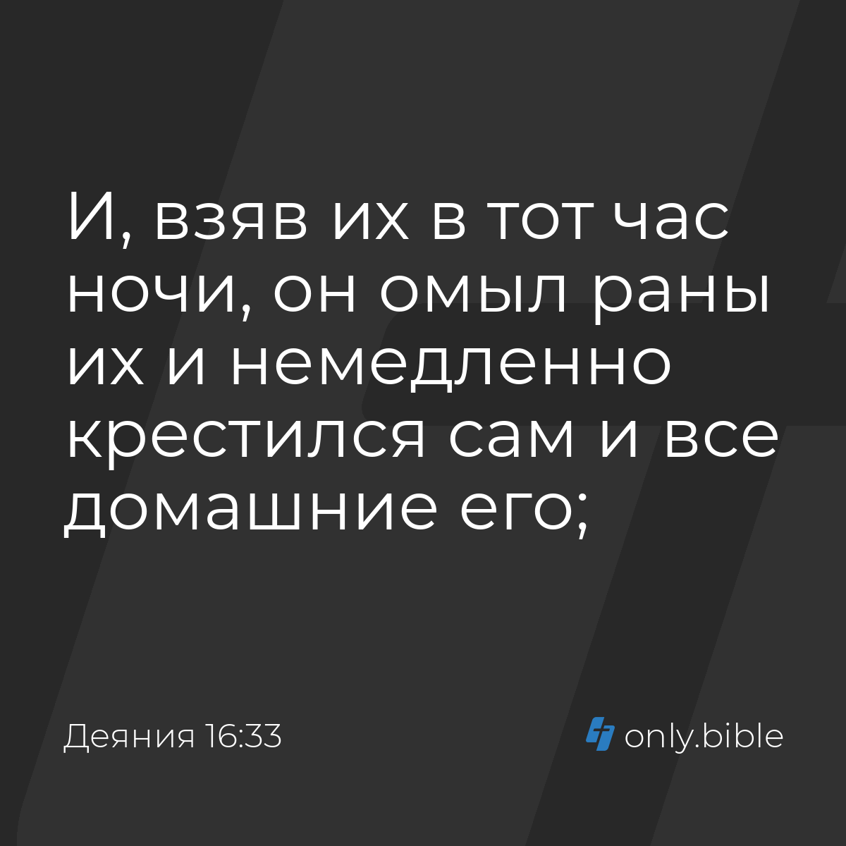 Деяния 16:33 / Русский синодальный перевод (Юбилейное издание) | Библия  Онлайн