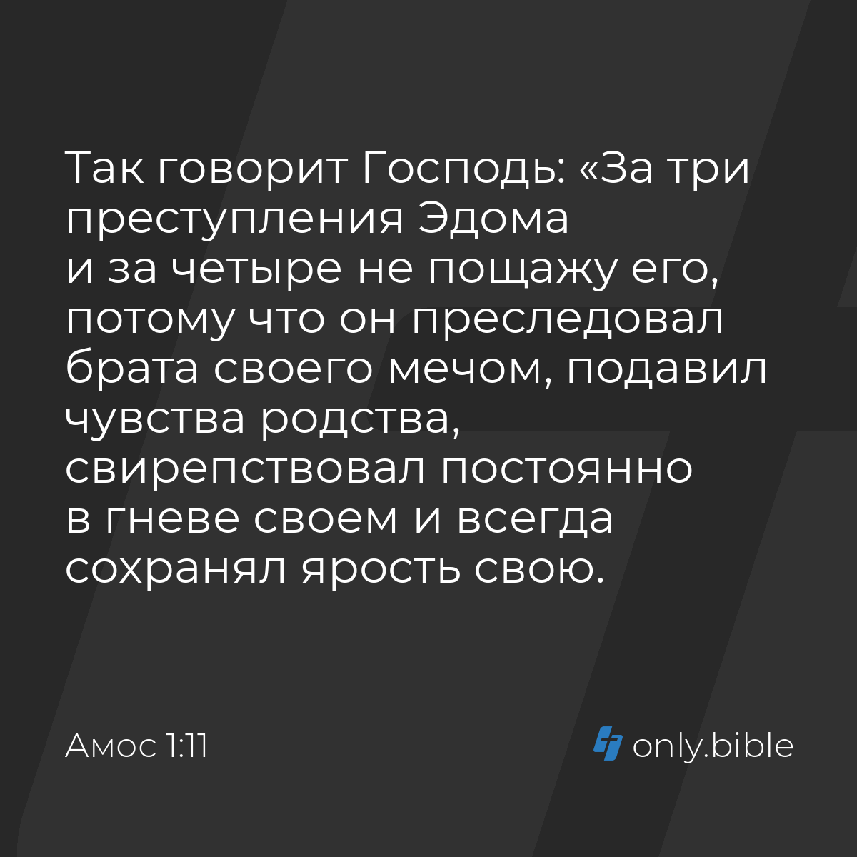 Амос 1:11 / Русский синодальный перевод (Юбилейное издание) | Библия Онлайн