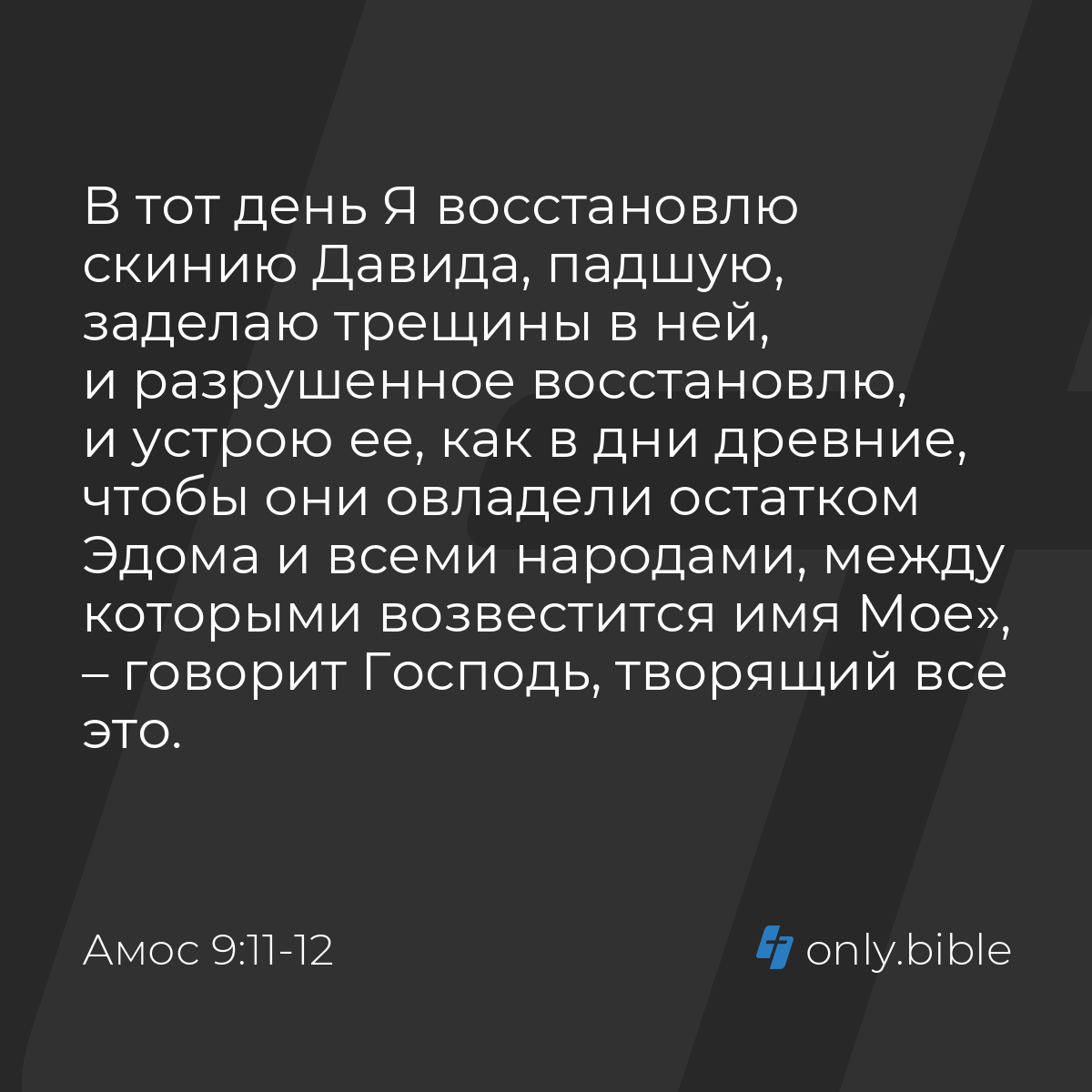 Амос 9:11-12 / Русский синодальный перевод (Юбилейное издание) | Библия  Онлайн