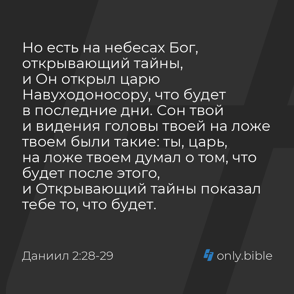 Даниил 2:28-29 / Русский синодальный перевод (Юбилейное издание) | Библия  Онлайн