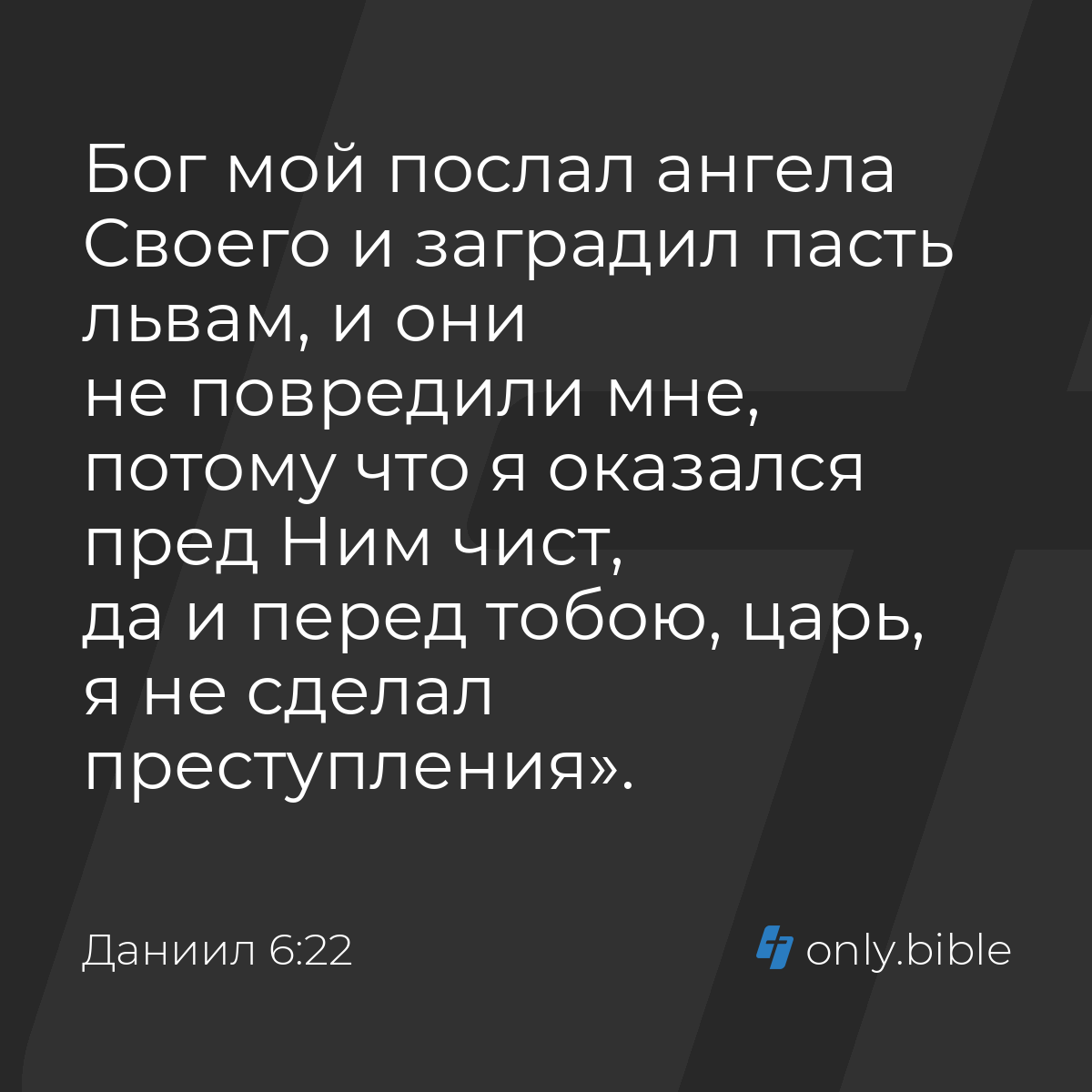 Даниил 6:22 / Русский синодальный перевод (Юбилейное издание) | Библия  Онлайн