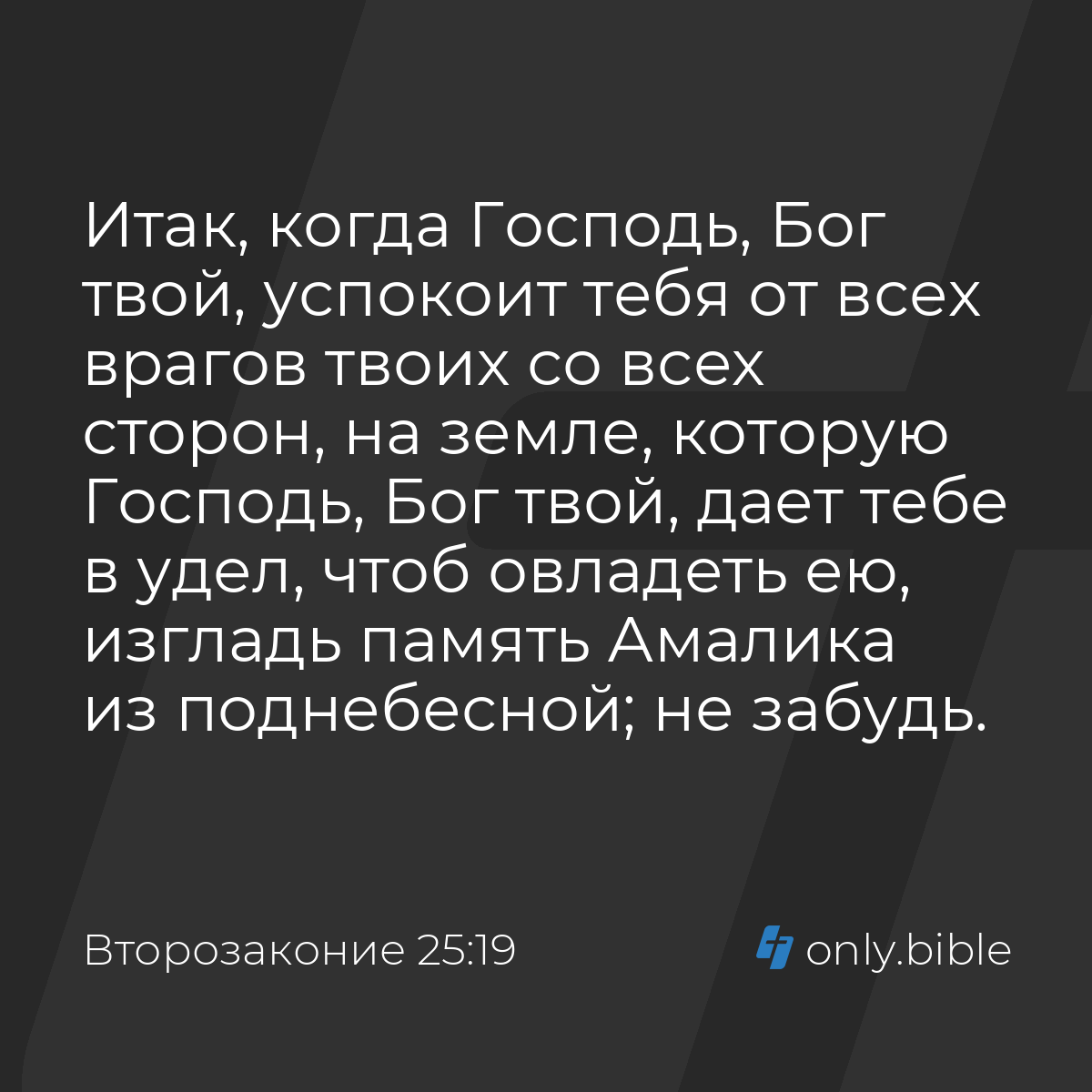 Второзаконие 25:19 / Русский синодальный перевод (Юбилейное издание) |  Библия Онлайн