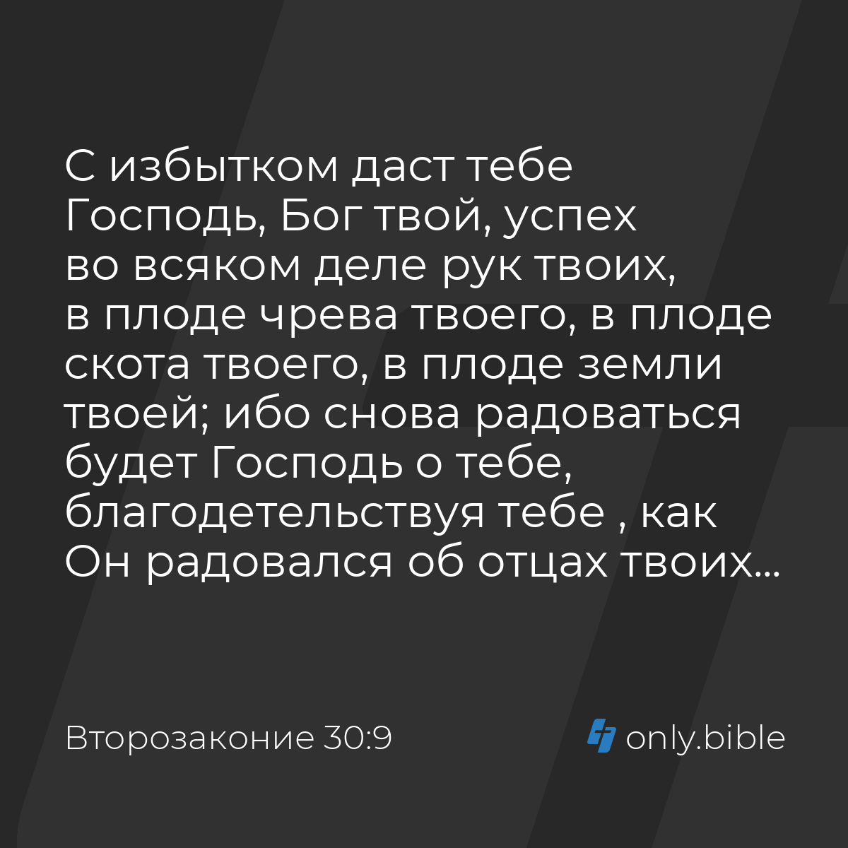 Второзаконие 30:9 / Русский синодальный перевод (Юбилейное издание) |  Библия Онлайн