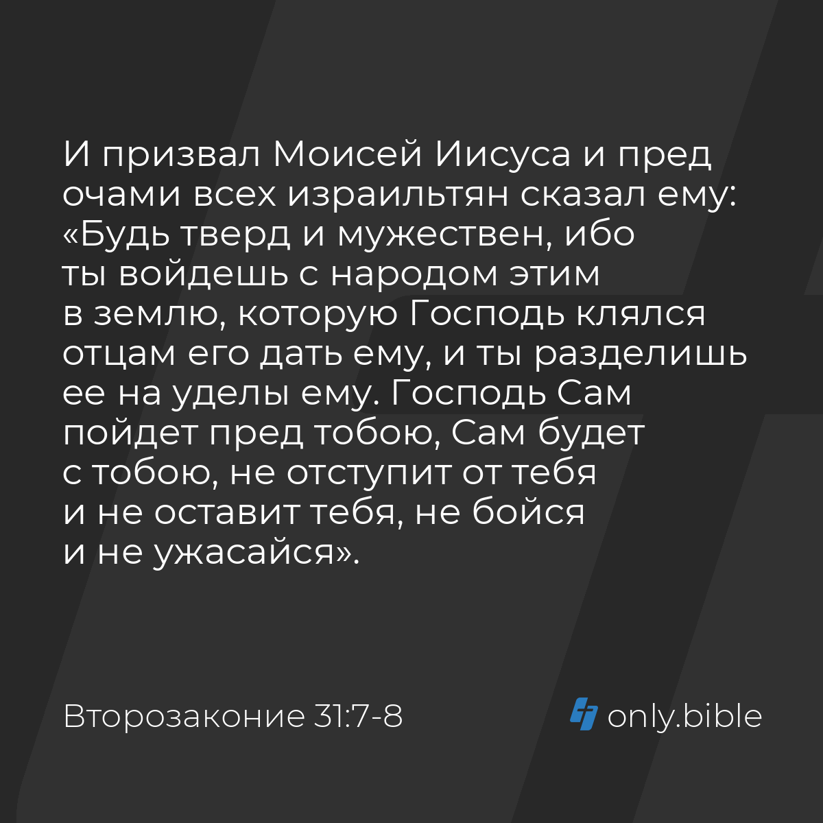 Второзаконие 31:7-8 / Русский синодальный перевод (Юбилейное издание) |  Библия Онлайн