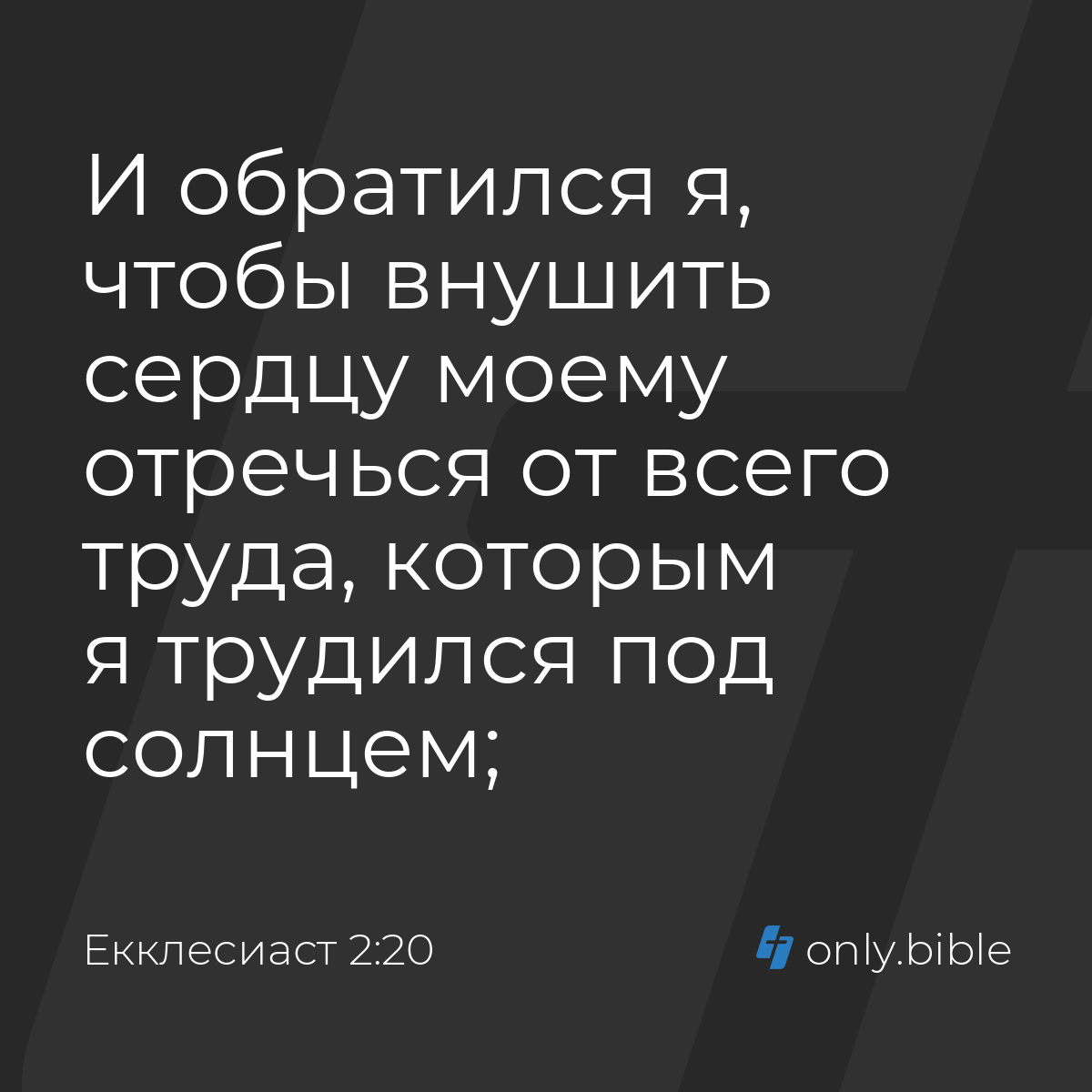 Екклеcиаст 2:20 / Русский синодальный перевод (Юбилейное издание) | Библия  Онлайн