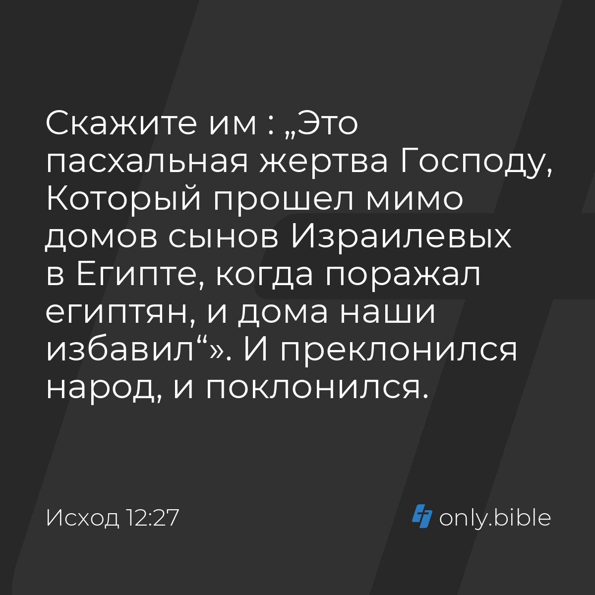 Исход 12:27 / Русский синодальный перевод (Юбилейное издание) | Библия  Онлайн