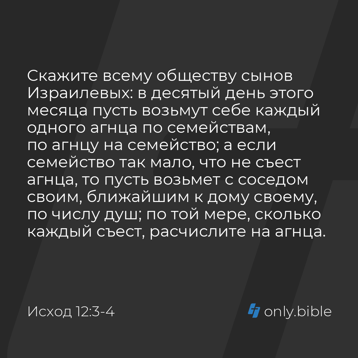 Исход 12:3-4 / Русский синодальный перевод (Юбилейное издание) | Библия  Онлайн