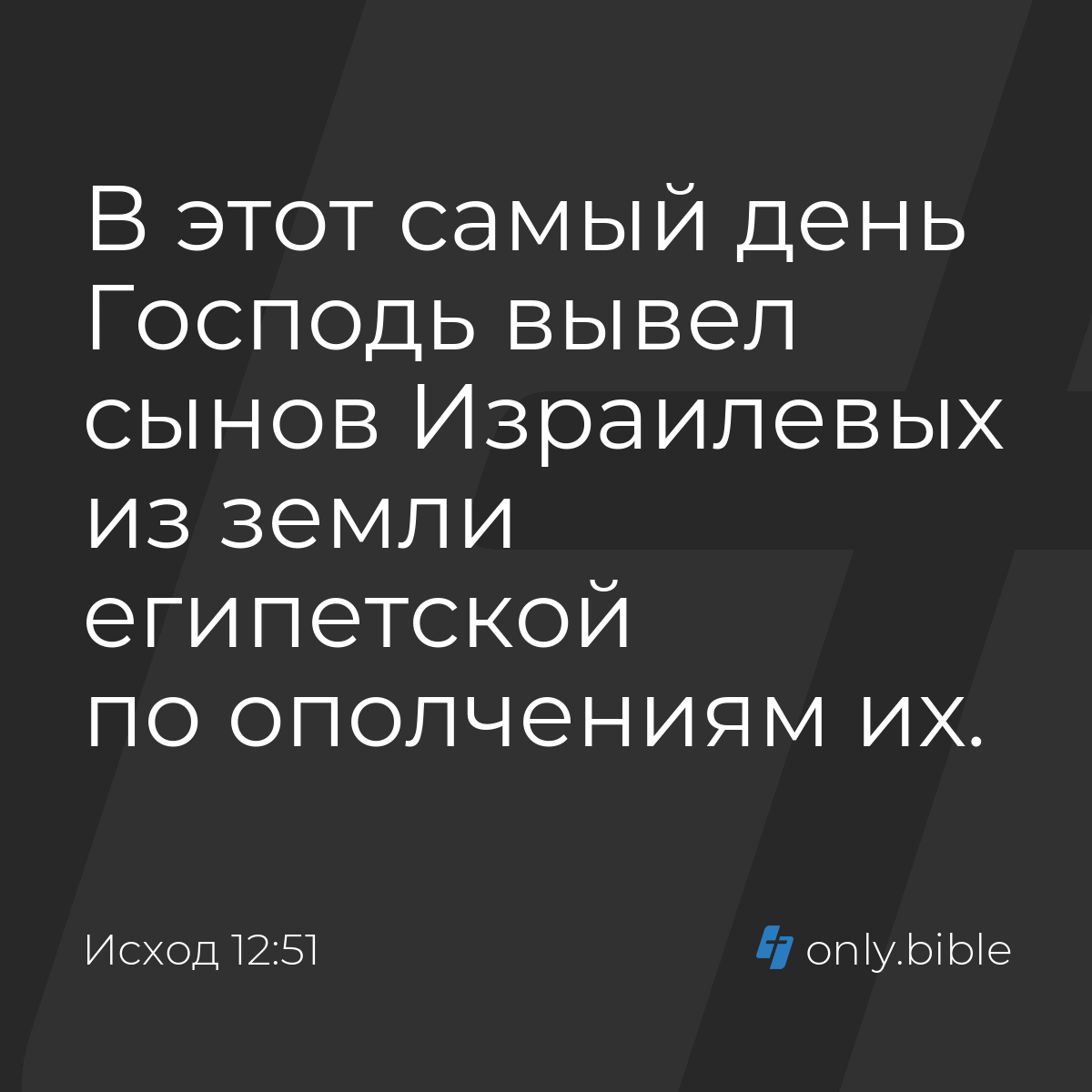 Исход 12:51 / Русский синодальный перевод (Юбилейное издание) | Библия  Онлайн