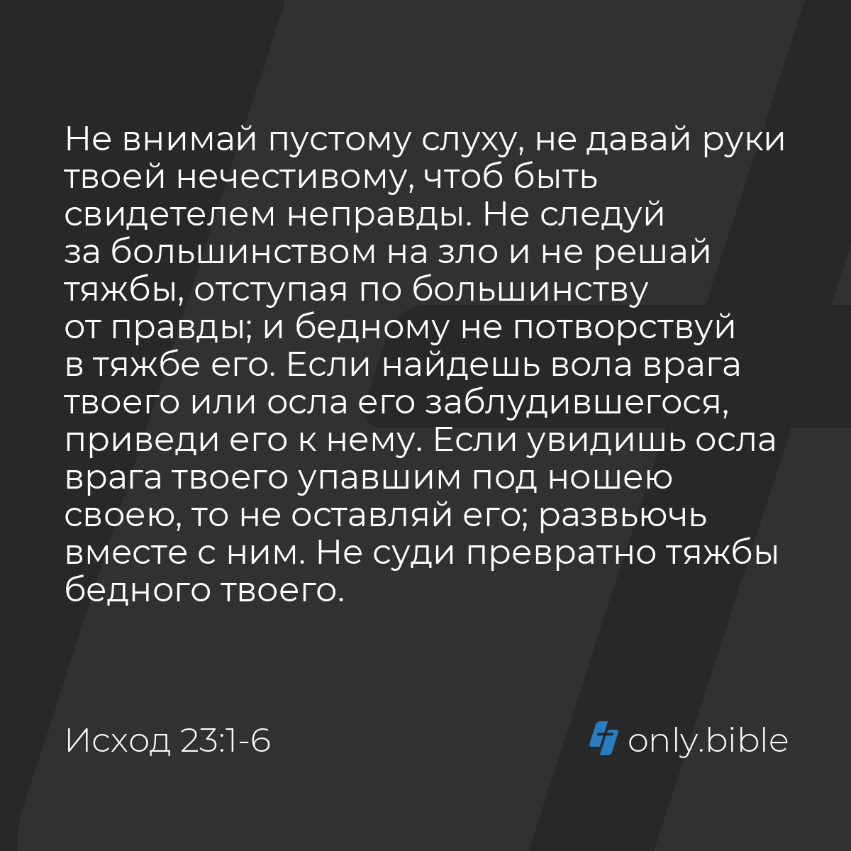 Исход 23:1-9 / Русский синодальный перевод (Юбилейное издание) | Библия  Онлайн