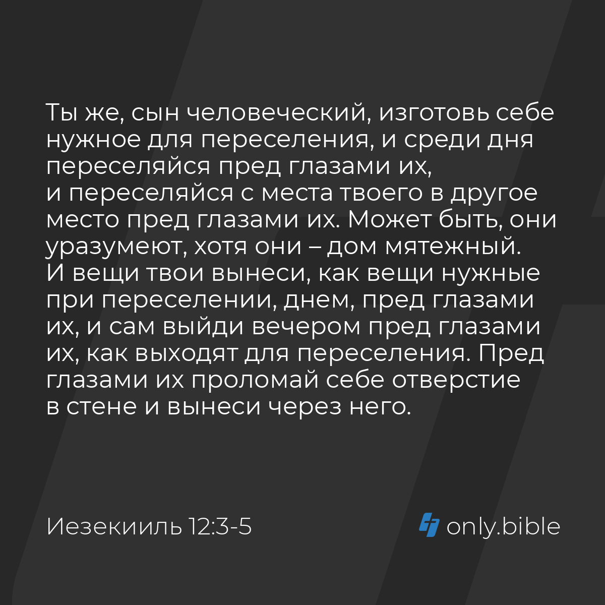 Иезекииль 12:3-6 / Русский синодальный перевод (Юбилейное издание) | Библия  Онлайн