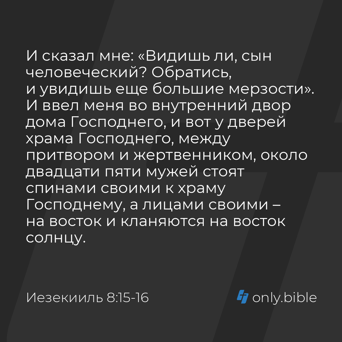 Иезекииль 8:15-16 / Русский синодальный перевод (Юбилейное издание) |  Библия Онлайн