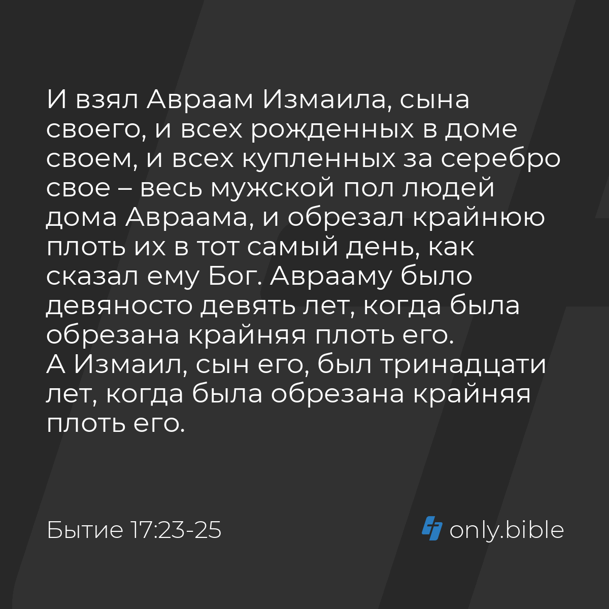 Бытие 17:23-25 / Русский синодальный перевод (Юбилейное издание) | Библия  Онлайн