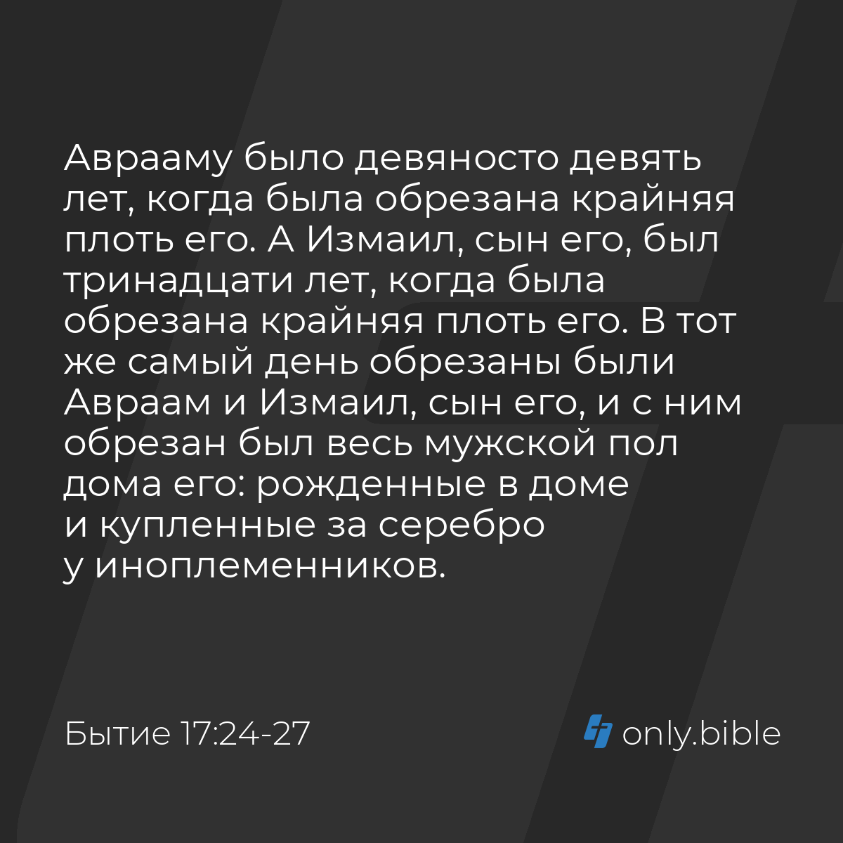 Бытие 17:24-27 / Русский синодальный перевод (Юбилейное издание) | Библия  Онлайн