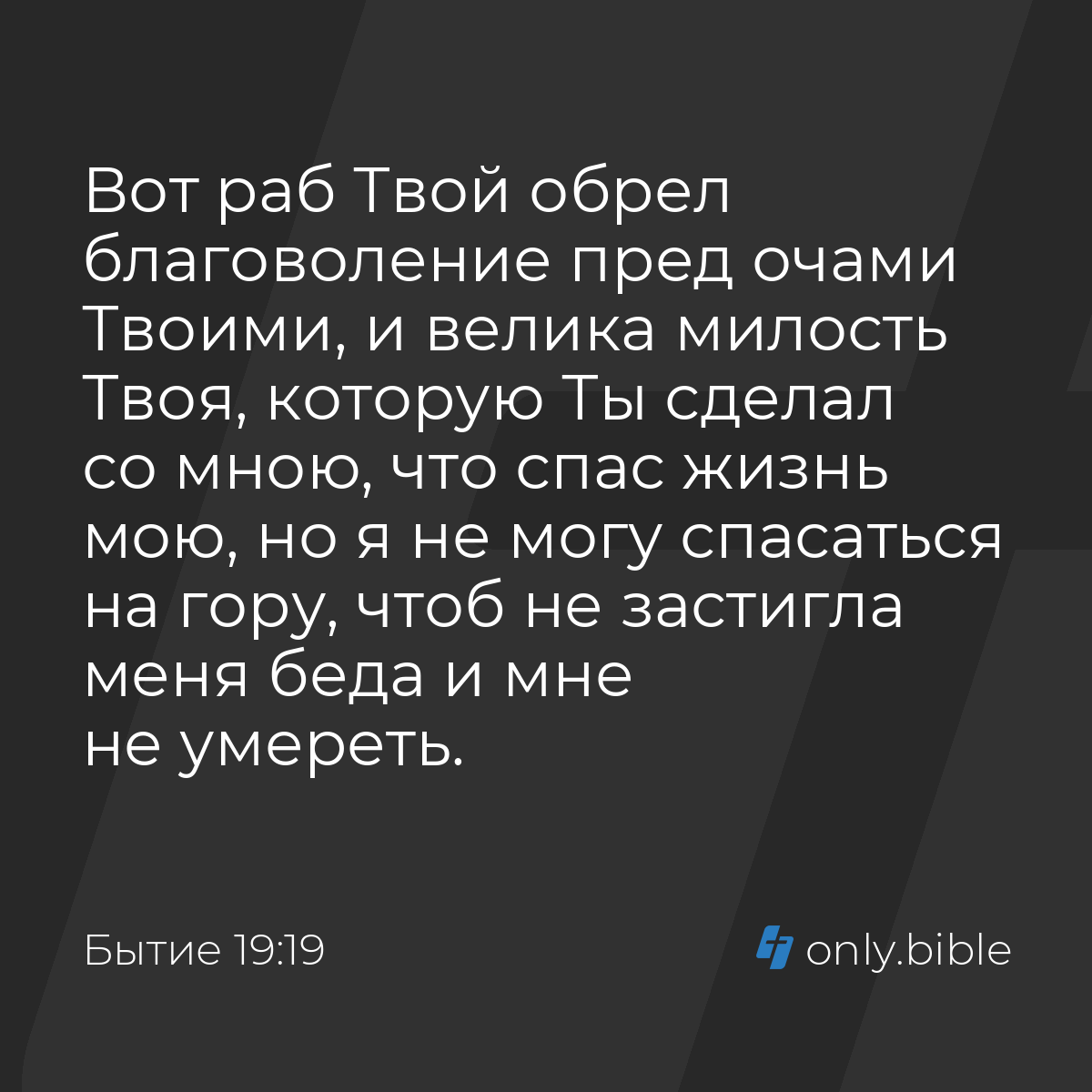 Бытие 19:19 / Русский синодальный перевод (Юбилейное издание) | Библия  Онлайн