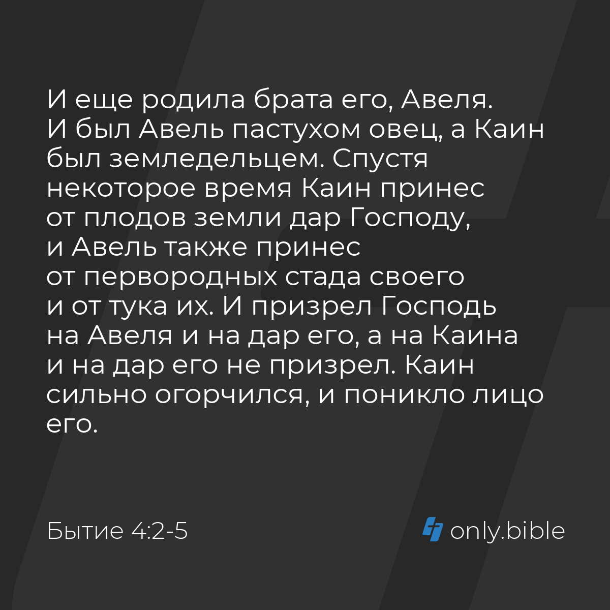 Бытие 4:2-5 / Русский синодальный перевод (Юбилейное издание) | Библия  Онлайн