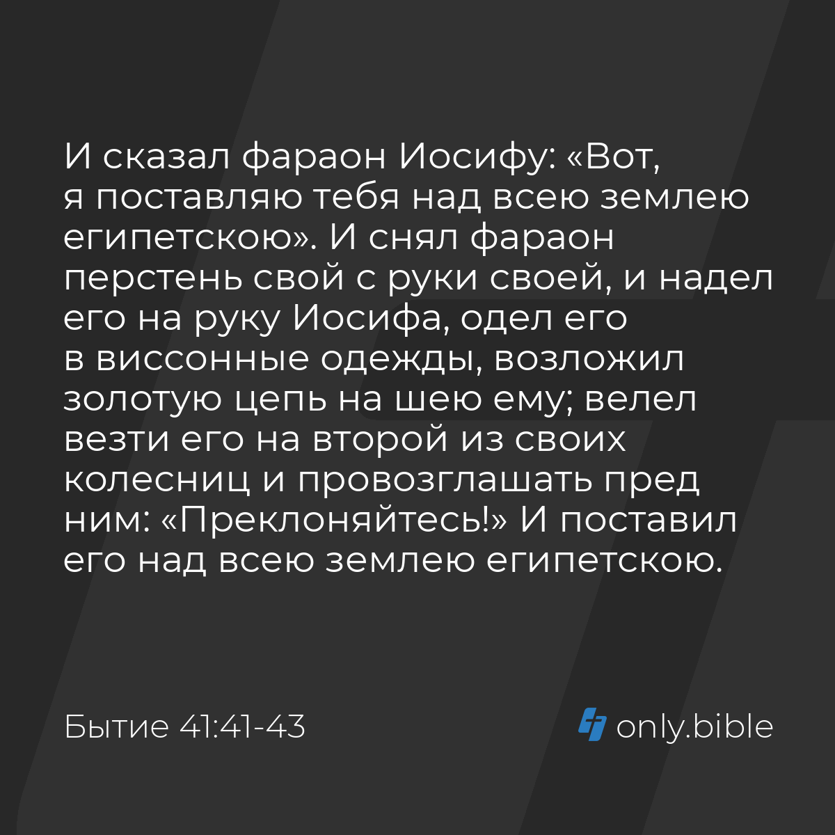 Бытие 41:41-43 / Русский синодальный перевод (Юбилейное издание) | Библия  Онлайн