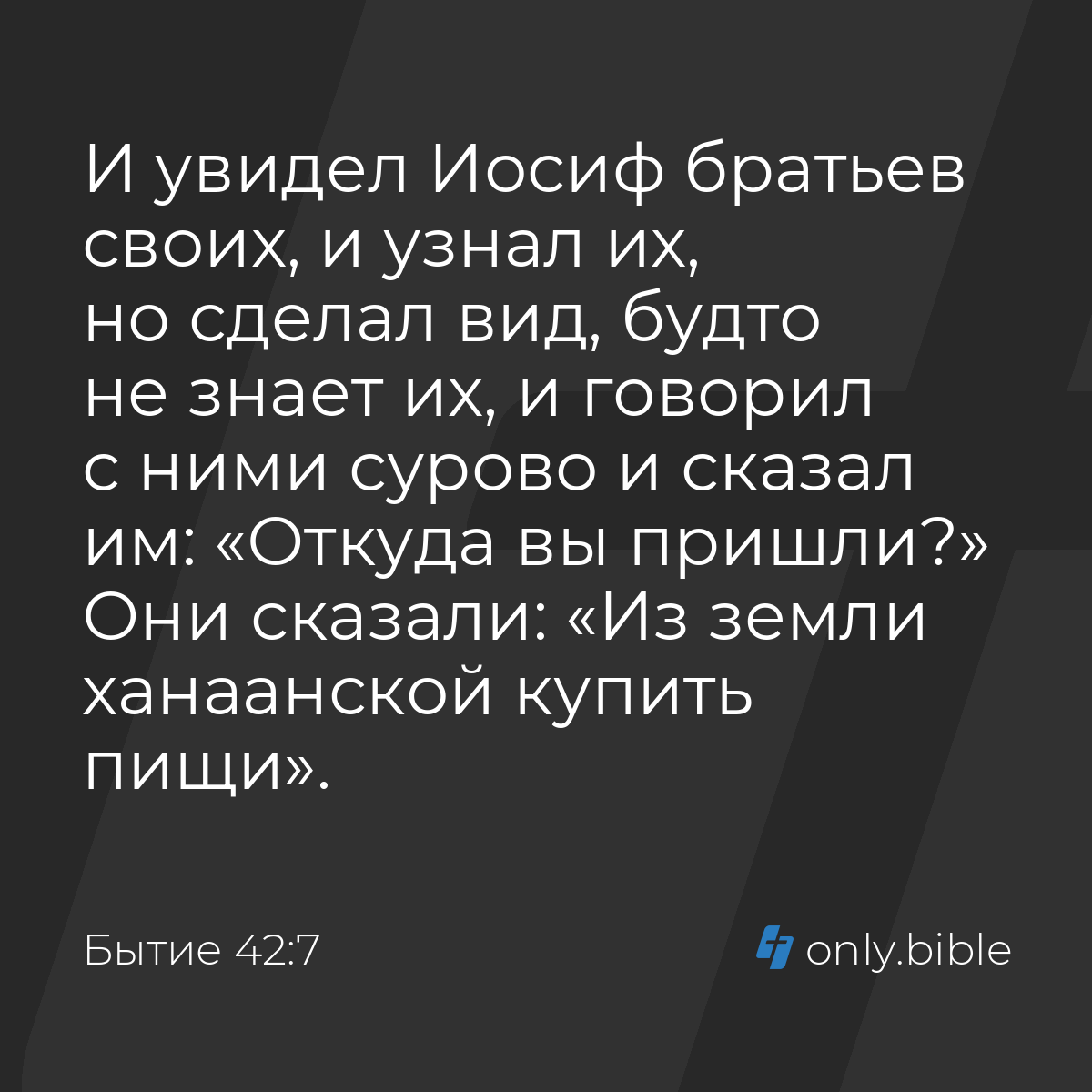 Бытие 42:7 / Русский синодальный перевод (Юбилейное издание) | Библия Онлайн