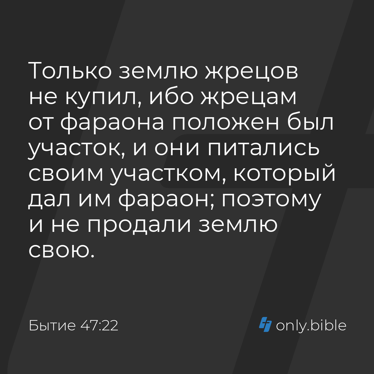 Бытие 47:22 / Русский синодальный перевод (Юбилейное издание) | Библия  Онлайн