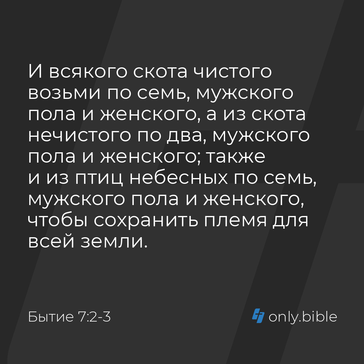 Бытие 7:2-3 / Русский синодальный перевод (Юбилейное издание) | Библия  Онлайн