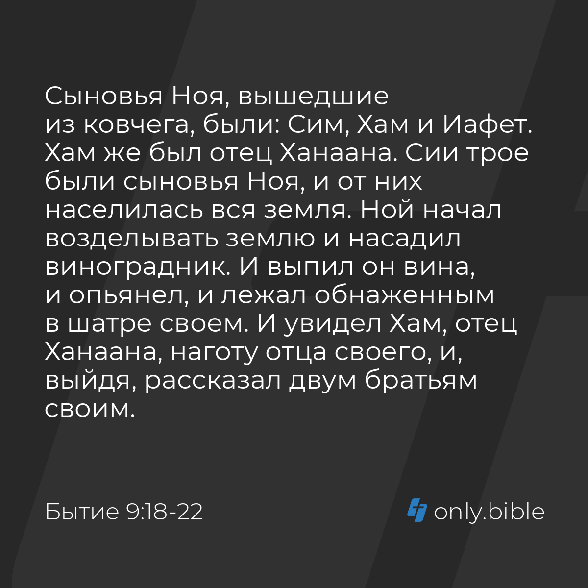 Бытие 9:18-29 / Русский синодальный перевод (Юбилейное издание) | Библия  Онлайн