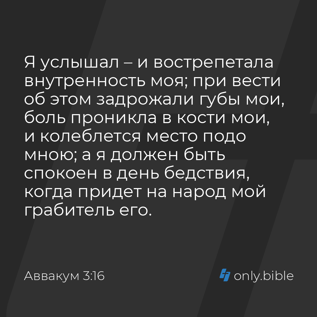 Аввакум 3:16 / Русский синодальный перевод (Юбилейное издание) | Библия  Онлайн