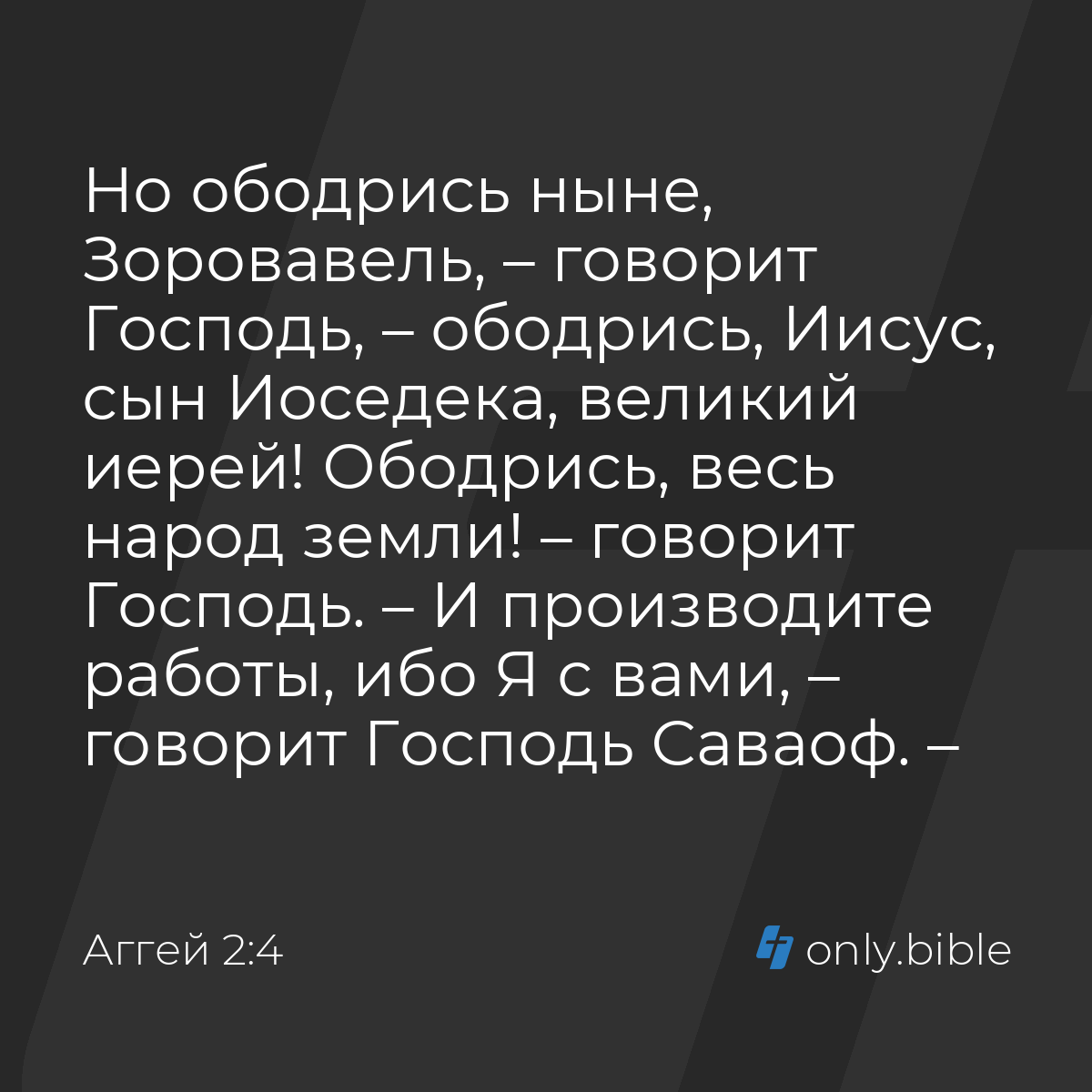 Аггей 2:4 / Русский синодальный перевод (Юбилейное издание) | Библия Онлайн