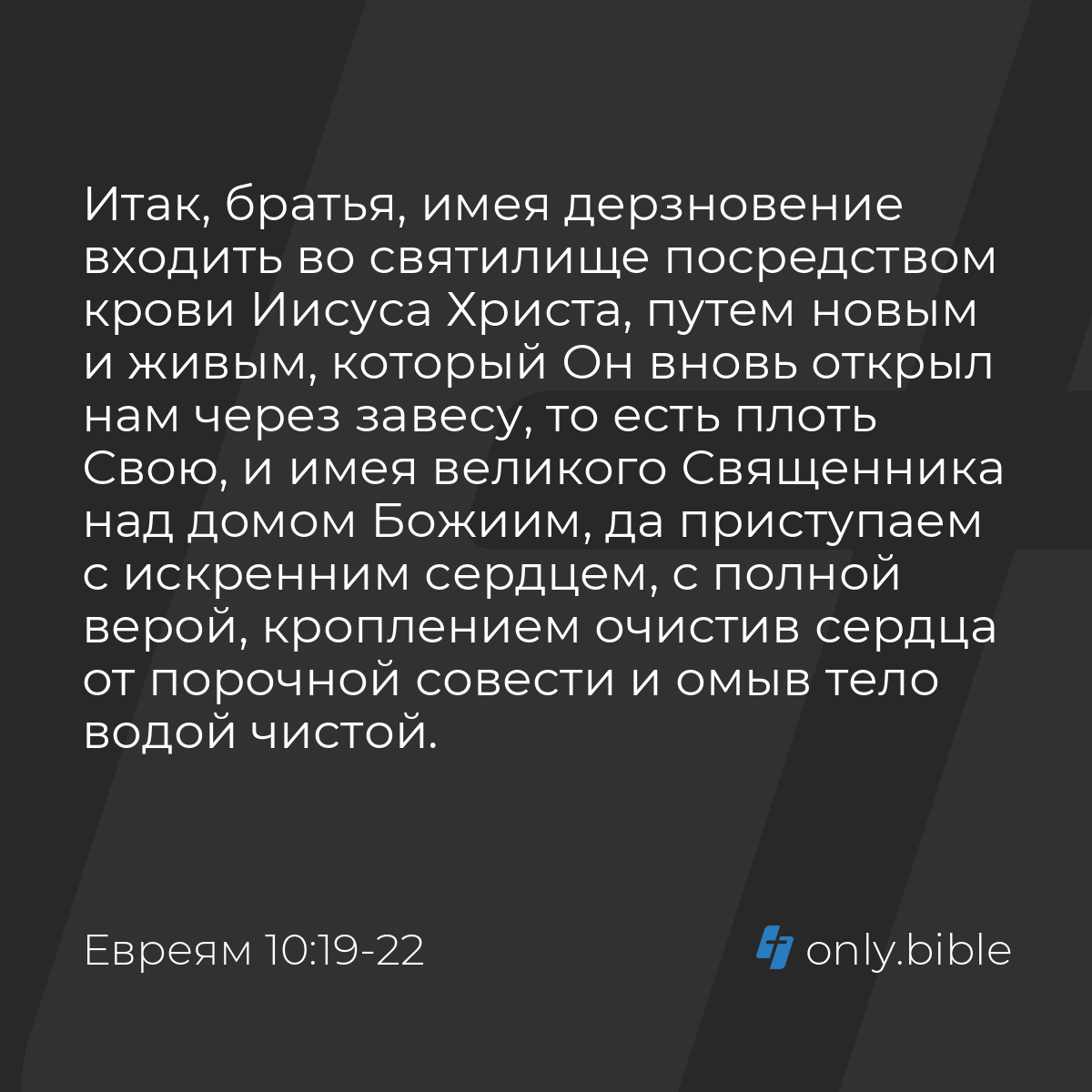 Евреям 10:19-22 / Русский синодальный перевод (Юбилейное издание) | Библия  Онлайн