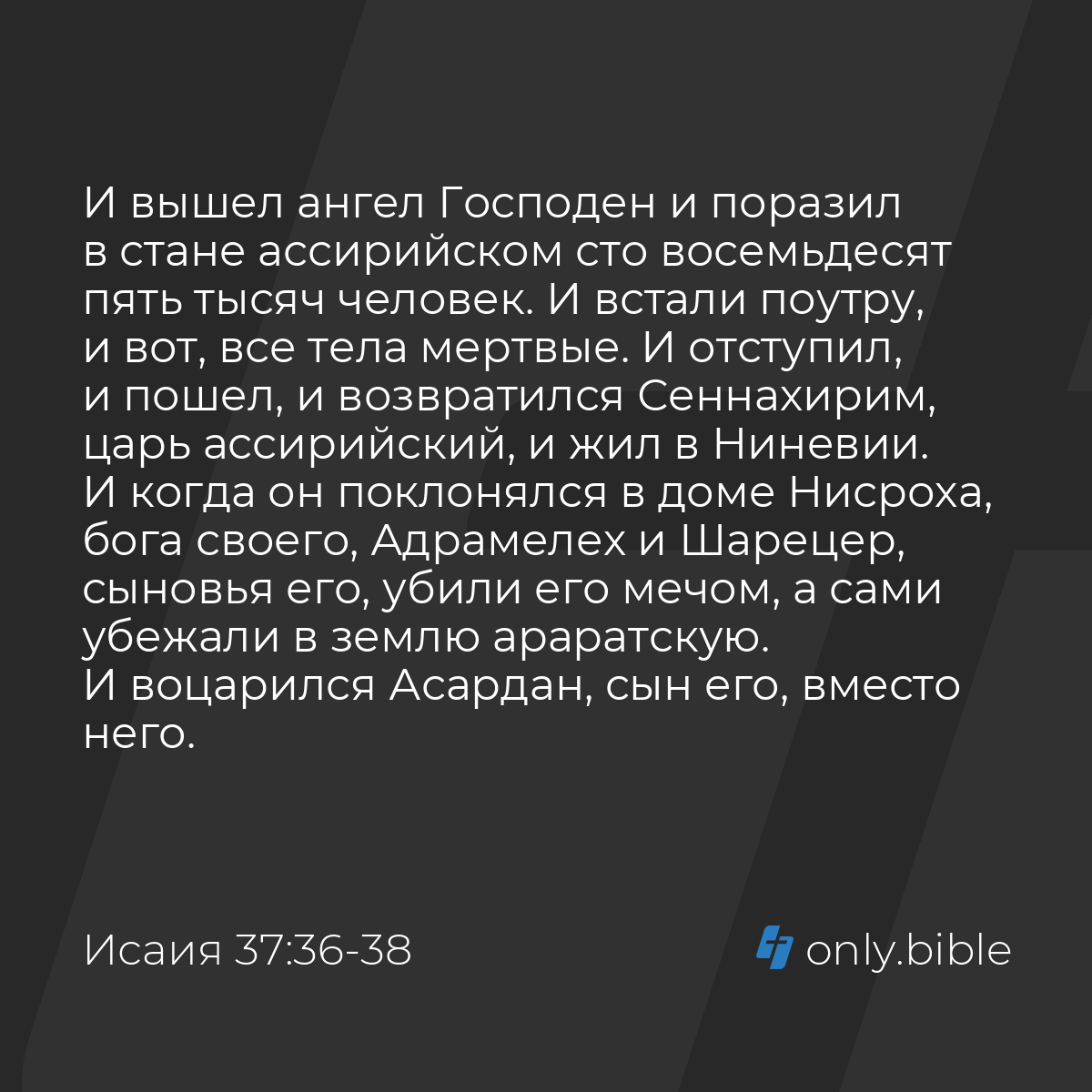 Исаия 37:36-38 / Русский синодальный перевод (Юбилейное издание) | Библия  Онлайн