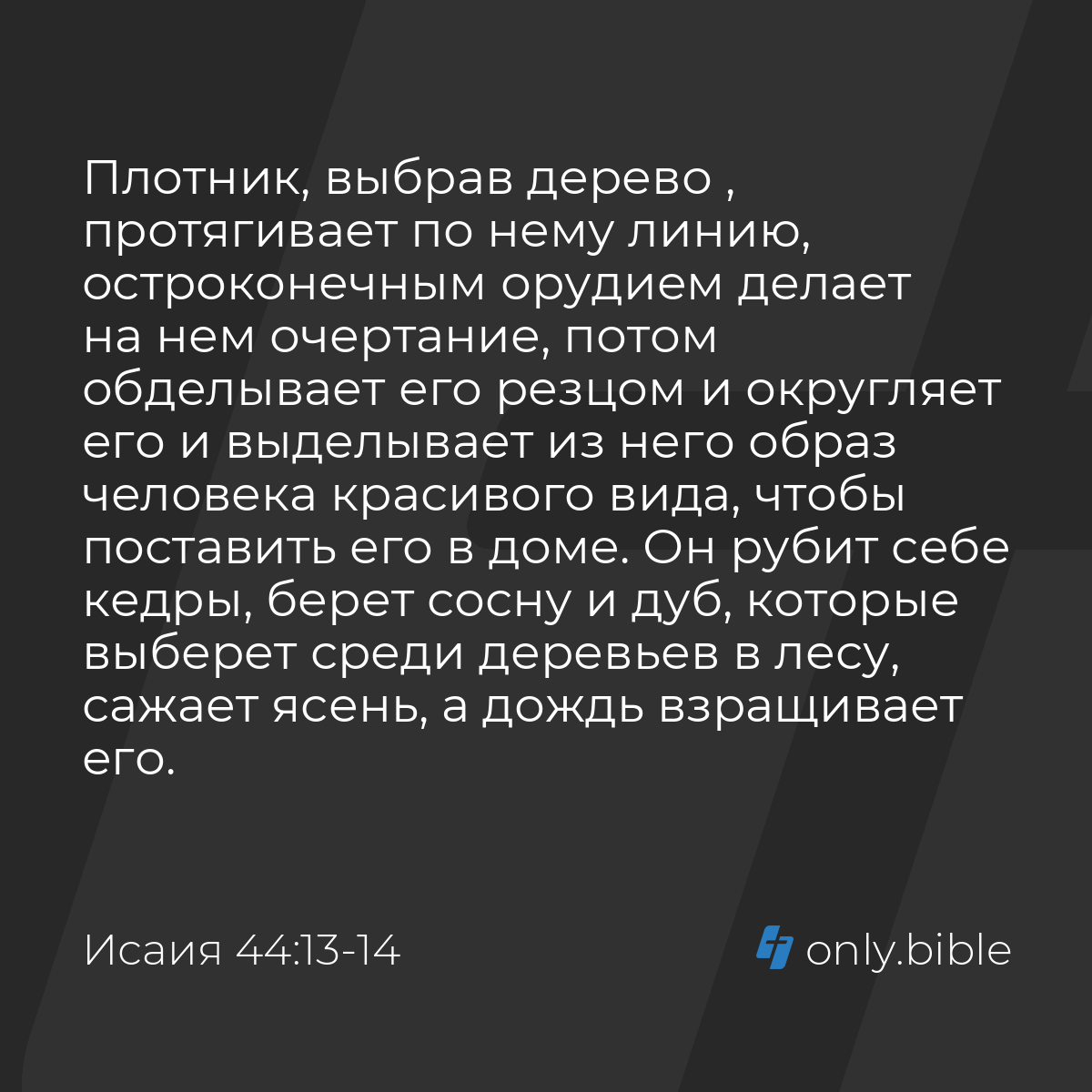 Исаия 44:13-17 / Русский синодальный перевод (Юбилейное издание) | Библия  Онлайн