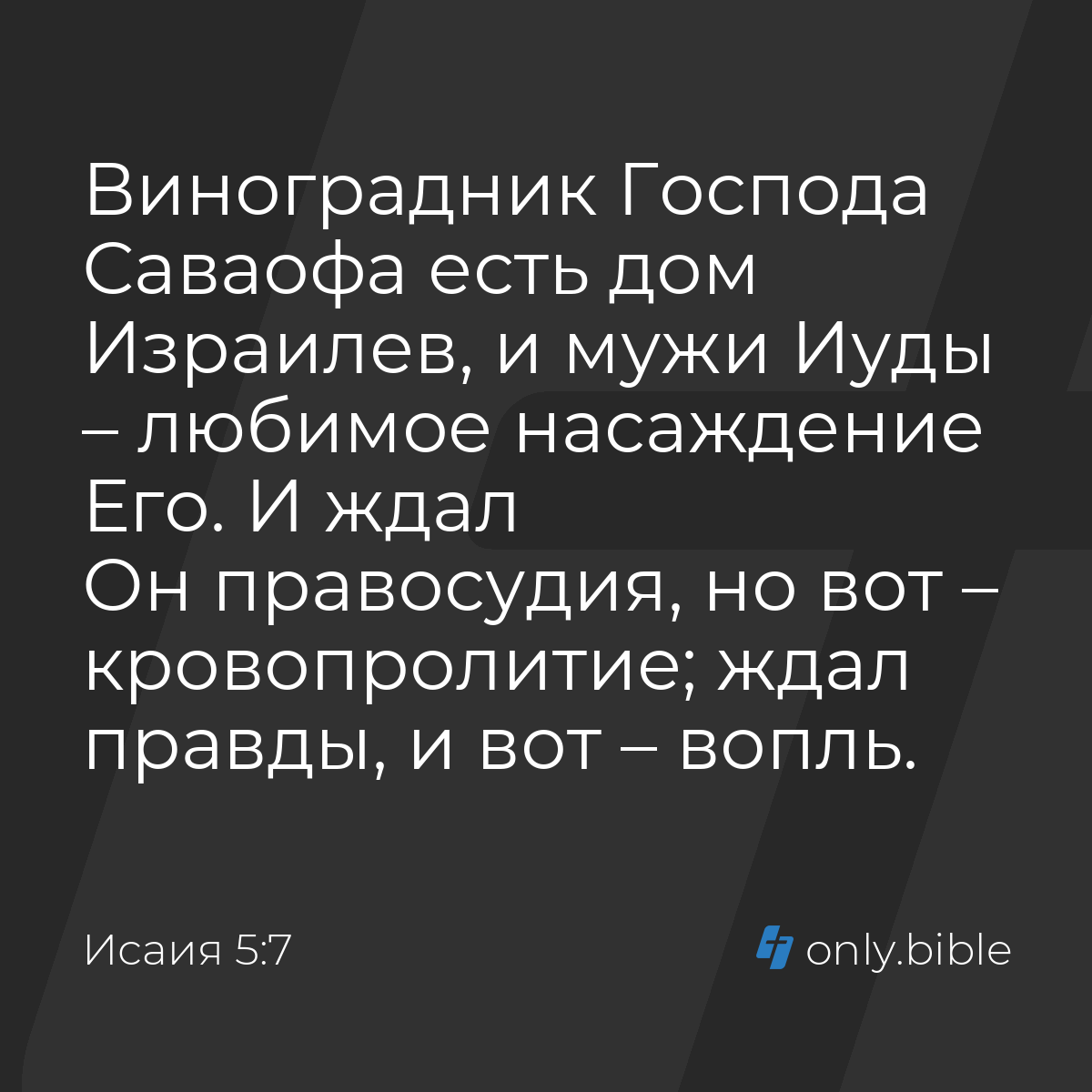 Исаия 5:7 / Русский синодальный перевод (Юбилейное издание) | Библия Онлайн