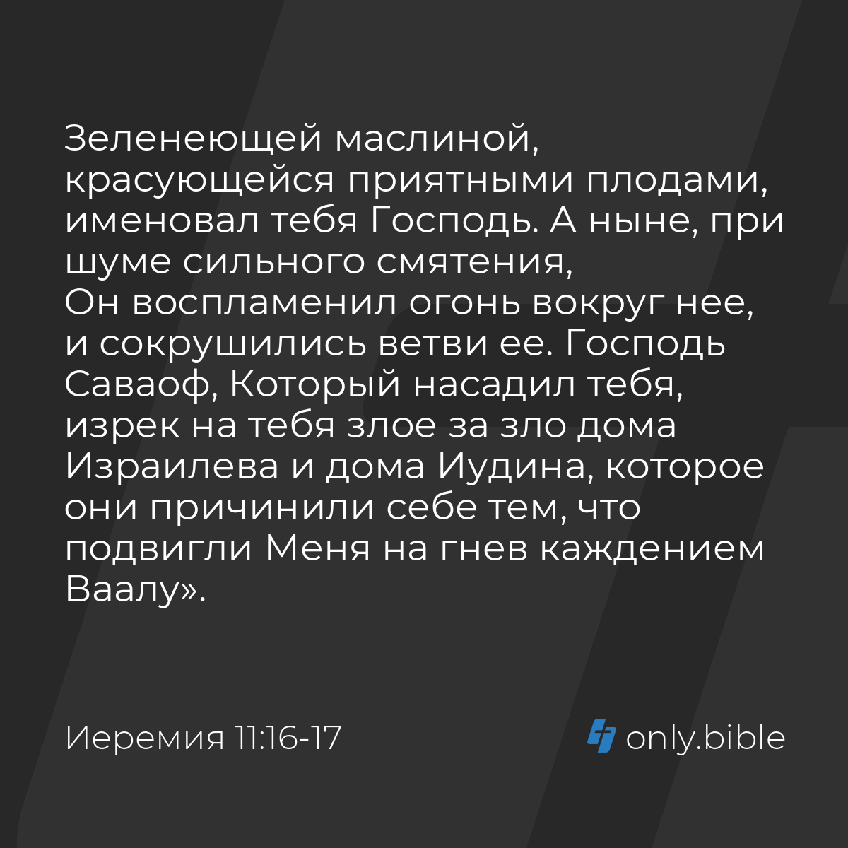 Иеремия 11:16-17 / Русский синодальный перевод (Юбилейное издание) | Библия  Онлайн