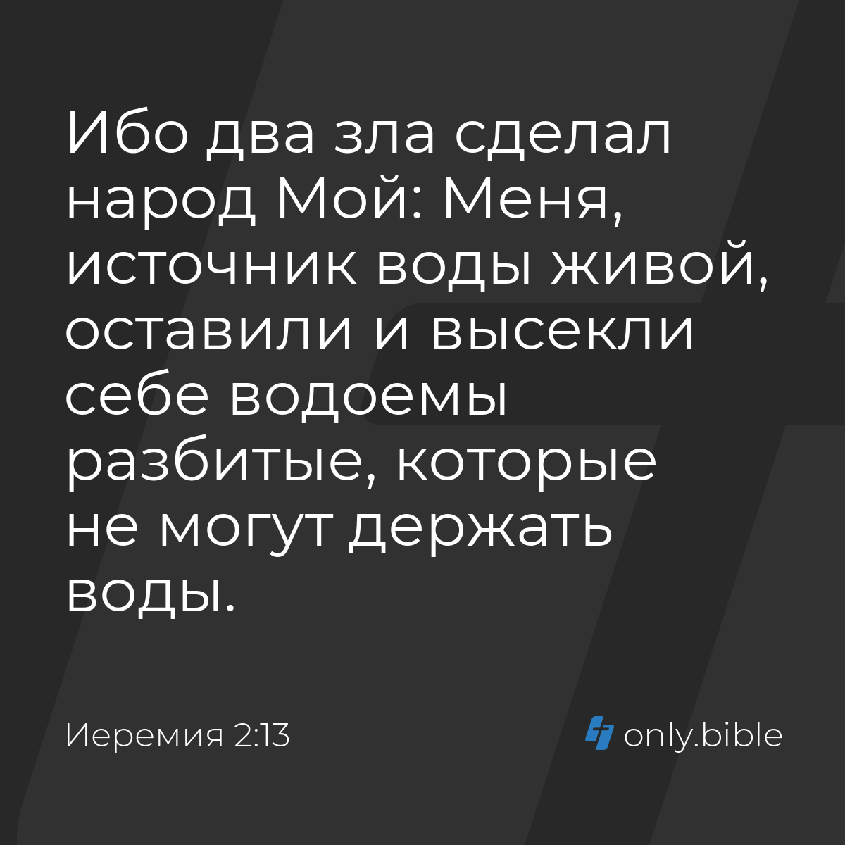 Иеремия 2:13 / Русский синодальный перевод (Юбилейное издание) | Библия  Онлайн